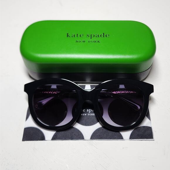 Kate Spade New York Lillian Sunglasses Butterfly Black Grey Gradient - Picture 3 of 13